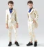 Fashion Yellow Printing 5-piece Long Sleeve Boys Wedding Suits 2024 Coat Pants Shirt Tie Vest