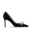 Charmant Schwarz Perle Abend Pumps 2024 Leder 8 cm Stilettos Spitzschuh Pumps Hochhackige