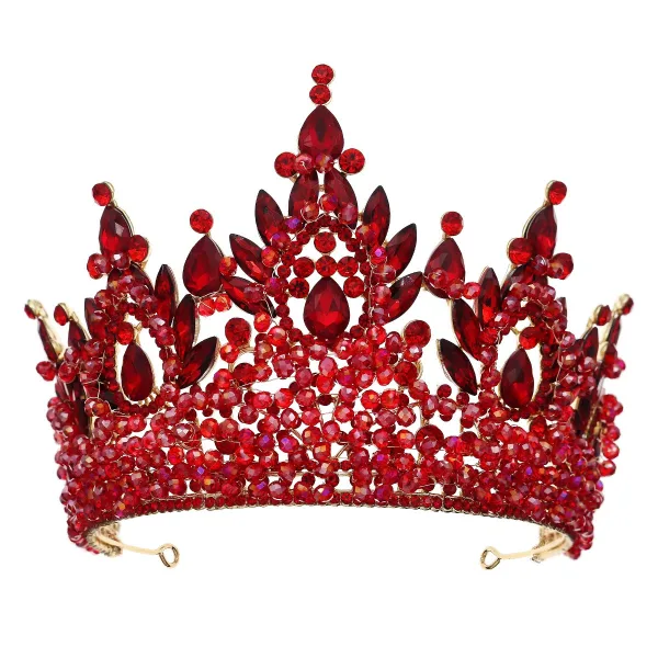 Sjarmerende Rødmende Rosa Rhinestone Legering Bryllup Krone Har Tilbehor 2024