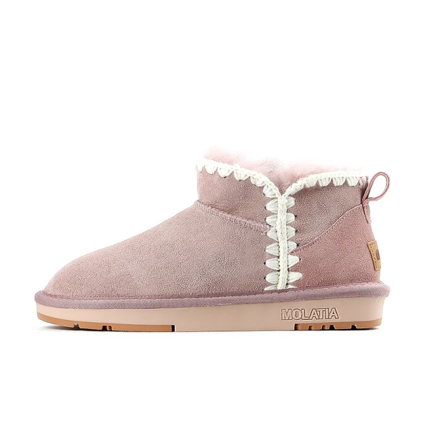 Comfortable Winter Brown Suede Snow Boots 2024 Street Wear Leather Round Toe Womens Boots
