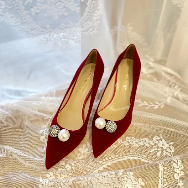 burgundy low heel wedding shoes