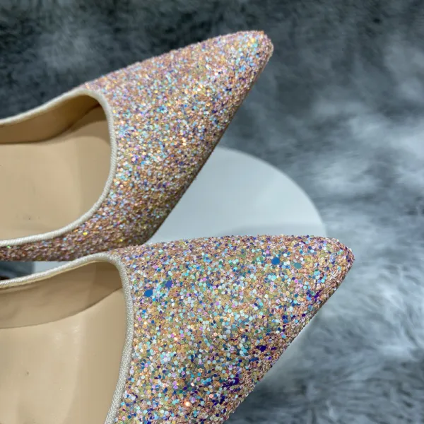 Sparkly Blushing Pink Evening Party Sequins Pumps 2022 12 cm Stiletto Heels Pointed Toe Pumps High Heels