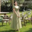 Modest / Simple Sage Green Bow Bridesmaid Dresses 2022 A-Line / Princess Short Sleeve Backless Floor-Length / Long Bridesmaid Wedding Party Dresses