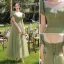 Modest / Simple Sage Green Bow Bridesmaid Dresses 2022 A-Line / Princess Short Sleeve Backless Floor-Length / Long Bridesmaid Wedding Party Dresses