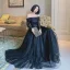Chic / Belle Noire Paillettes Robe De Bal 2022 Princesse De l'épaule Manches Longues Dos Nu Ceinture Longue Promo Robe De Ceremonie
