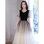 Chic / Beautiful Black Sequins Prom Dresses 2022 A-Line / Princess Square Neckline Short Sleeve Floor-Length / Long Prom Prom Dresses