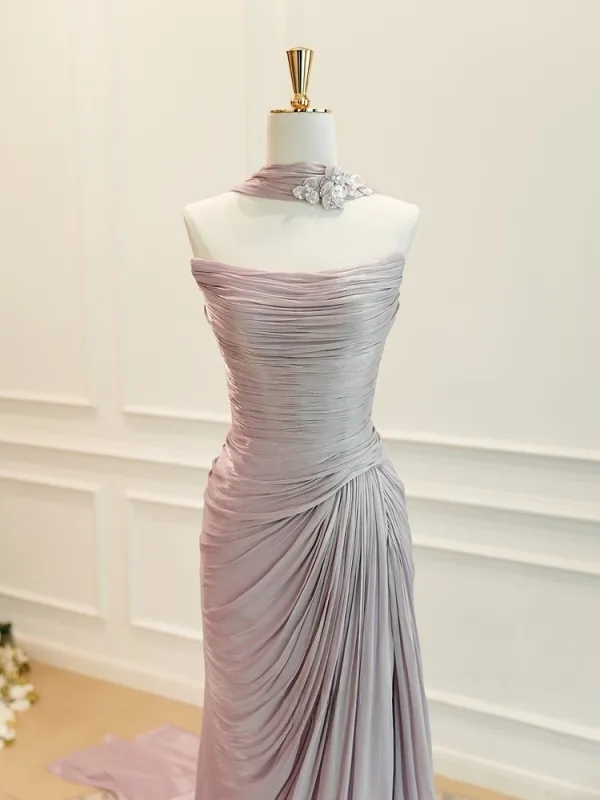 Étourdissant Sans Manches Volants Trompette / Sirène Lavande Robe De Bal 2025 Tapis rouge Été Robe De Cérémonie Bretelles croisées Train De Balayage Bustier