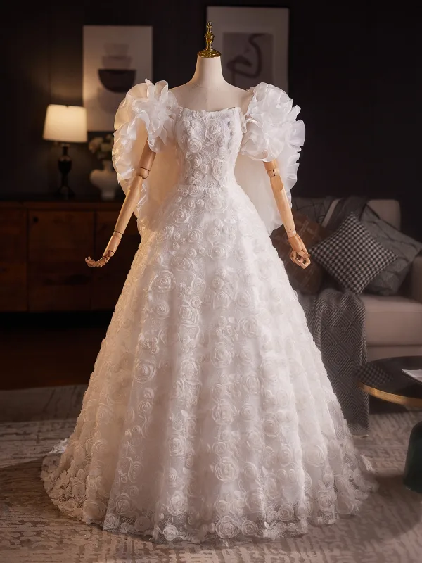 Elegante Weiß Applikationen Brautkleider / Hochzeitskleider 2025 A Linie Bandeau Ärmellos Rückenfreies Mit Schal Sweep / Pinsel Zug