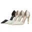 Charming White Glitter Metal Flower Wedding Shoes 2024 9 cm Stiletto Heels Pointed Toe Wedding High Heels