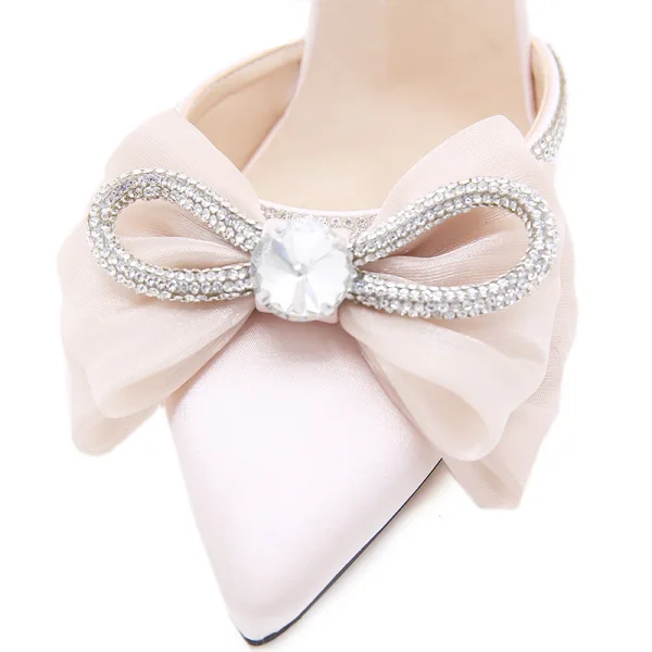 Sexy Rosa Abend Strass Schleife Sandalen Damen 2022 Knöchelriemen 11 cm Stilettos Peeptoes Sandaletten Hochhackige