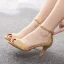 Sparkly Gold Rhinestone Evening Party Womens Sandals 2023 Ankle Strap 7 cm Stiletto Heels Open / Peep Toe Sandals High Heels