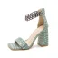 Sexy Braun Abend Sandalen Damen 2022 Metall Knöchelriemen 10 cm Thick Heels Peeptoes Sandaletten Hochhackige
