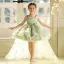 Dreamy Sage Green Beading Pearl Appliques Birthday Short Flower Girl Dresses 2026 Ball Gown Square Neckline Sleeveless Backless Tulle