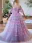 Blumenfee Lavendel Schmetterling Ballkleider 2024 Ballkleid Off Shoulder Ärmellos Rückenfreies Lange Ball Festliche Kleider