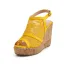 Roman Yellow Street Wear Summer Lace Womens Sandals 2022 Waterproof 10 cm Wedges Open / Peep Toe Sandals High Heels