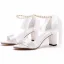 Eleganckie Białe Perła Z Paskiem Kokarda Buty Ślubne 2023 7 cm Grubym Obcasie Peep Toe Ślub Sandały