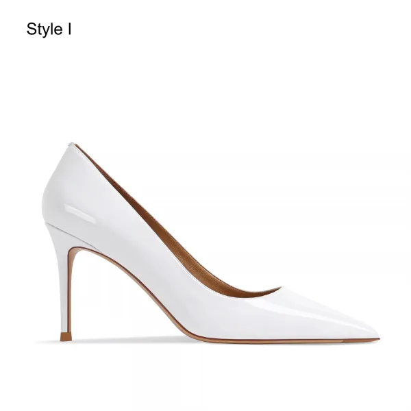 Schöne Nude Handgefertigt Lackleder Ball Pumps 2024 Leder 8 cm Stilettos Spitzschuh Pumps Hochhackige