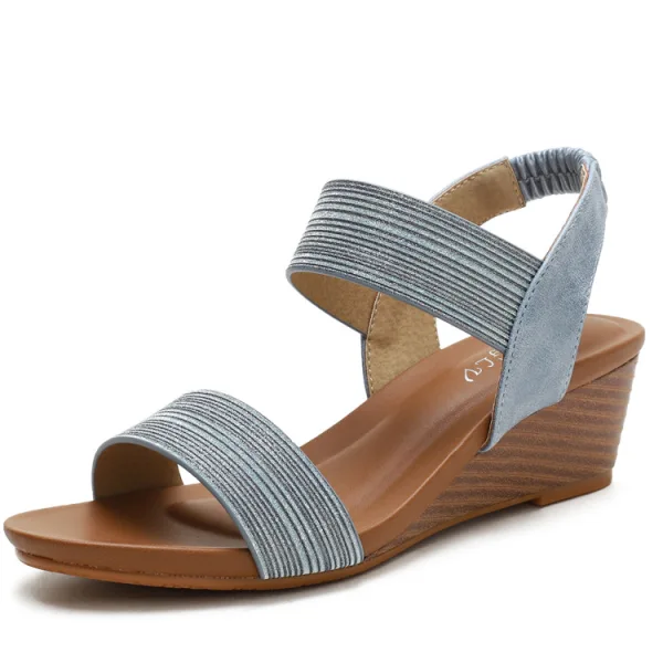Roman Black Street Wear Summer Womens Sandals 2022 5 cm Wedges Open / Peep Toe Sandals