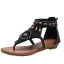 Römisch Schwarz Sommer Strand Strass Sandalen Damen 2022 Knöchelriemen Flache Peeptoes Sandaletten