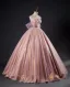 Chic / Beautiful Blushing Pink Glitter Sequins Prom Dresses 2023 Ball Gown Strapless Sleeveless Backless Floor-Length / Long Prom Formal Dresses