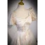 Fashion Champagne Glitter Pearl Prom Dresses 2023 A-Line / Princess Square Neckline Short Sleeve Backless Sweep Train Evening Party Formal Dresses