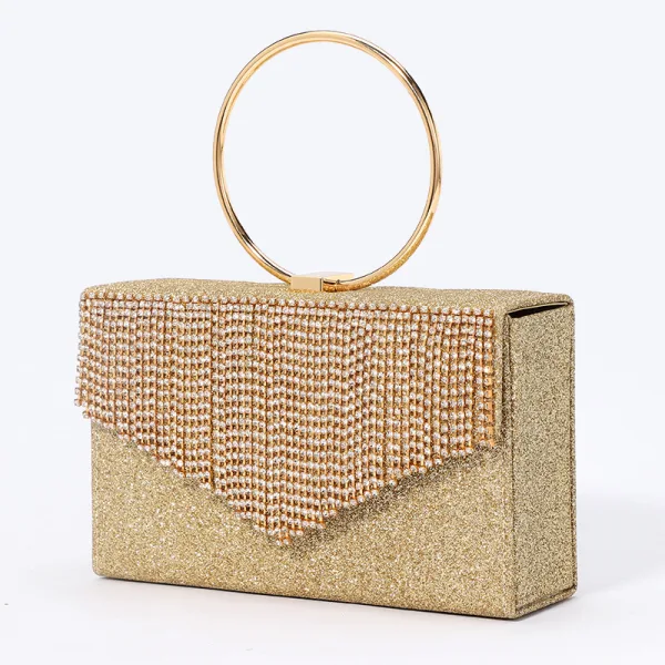 Charming Bling Bling Sequins Rhinestone Tassel Blushing Pink Evening Party Clutch Bags 2023