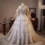 High-end Grey Rhinestone Sequins Prom Dresses 2025 Ball Gown High Neck Short Sleeve Backless Floor-Length / Long Prom Formal Dresses