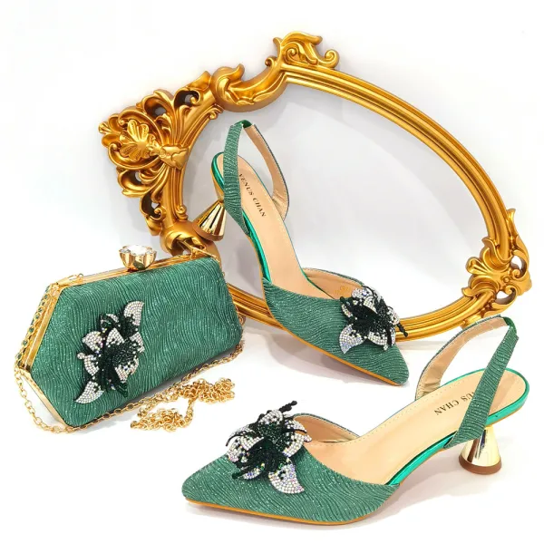 Charming Rainbow Multi-Colors Rhinestone Flower Evening Party Womens Sandals Clutch Bags 2023 6 cm Stiletto Heels Pointed Toe Sandals High Heels Clutch Bags