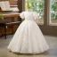 Elegant White Sequins Feather Birthday Flower Girl Dresses 2026 Ball Gown Scoop Neck Puffy Short Sleeve Backless