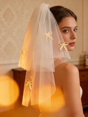 Élégant Blanche Noeud Tulle Voile De Mariée 2026 0 5 M