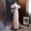 Mode Lavande Paillettes Robe De Soirée 2023 Trompette / Sirène De l'épaule Manches Courtes Dos Nu Noeud Train De Balayage Promo Robe De Ceremonie