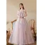 Chic / Beautiful Lavender Beading Appliques Prom Dresses 2022 A-Line / Princess Spaghetti Straps Sleeveless Backless Floor-Length / Long Formal Dresses