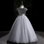 Chic / Beautiful Grey Sequins Prom Flower Girl Dresses 2022 Ball Gown Scoop Neck Sleeveless Sash Bow Floor-Length / Long Flower Girl Dresses