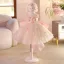 Bling Bling Champagne Appliques Pearl Sequins Birthday Flower Girl Dresses 2025 Ball Gown Scoop Neck Bow Sleeveless Short