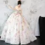 Flower Fairy Bling Bling White Sequins Flower Wedding Dresses 2025 Ball Gown Strapless Sleeveless Backless Floor-Length / Long Tulle