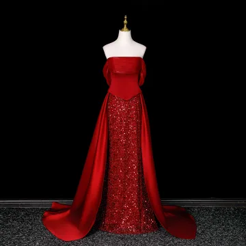 Elegant Red Sequins Prom Dresses 2026 Trumpet Mermaid Strapless Sleeveless Backless Floor Length Long Formal Dresses