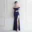 Chic / Beautiful White Split Front Evening Dresses 2024 Trumpet / Mermaid Off-The-Shoulder Sleeveless Backless Floor-Length / Long Evening Party Formal Dresses