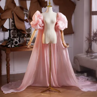 Lovely Blushing Pink Puffy Short Sleeve Prom Shawl 2025