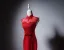 Style Chinois Rouge En Dentelle Fleur Faux Diamant Robe De Soirée 2025 Trompette / Sirène Col Haut Sans Manches Noeud Ceinture Train De Balayage Soirée Robe De Ceremonie