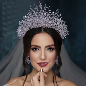 Charming Silver Rhinestone Bridal Hair Accessories Tiara Alloy 2023