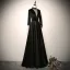 Audrey Hepburn Style Black Prom Dresses 2025 A-Line / Princess High Neck 3/4 Sleeve Backless Floor-Length / Long Prom Formal Dresses