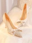 Charming Bling Bling Gold Pearl Sequins Rhinestone Wedding Shoes 2023 Leather 8 cm Stiletto Heels Pointed Toe Wedding Pumps High Heels