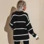 Chic / Beautiful Women White Knitting Stripe Sweaters 2021 Acrylic Loose Scoop Neck Casual Fall Winter Long Sleeve Tops