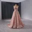 Haut de Gamme Rougissant Rose Fait main Perlage Paillettes Robe De Bal 2024 Princesse Bretelles Spaghetti Sans Manches Dos Nu Train De Balayage Promo Robe De Ceremonie