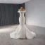 High End Weiß Perlenstickerei Pailletten Brautkleider / Hochzeitskleider 2024 Meerjungfrau Off Shoulder Ärmellos Rückenfreies Sweep / Pinsel Zug Hochzeit