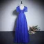 Vintage / Originale Bleu Roi Paillettes Robe De Bal 2023 Princesse V-Cou Manches Courtes Dos Nu Longue Promo Robe De Ceremonie