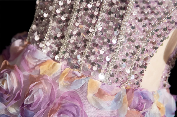 Lovely Lavender Beading Sequins Appliques Prom Dresses 2024 A-Line / Princess Off-The-Shoulder Sleeveless Backless Floor-Length / Long Prom Formal Dresses