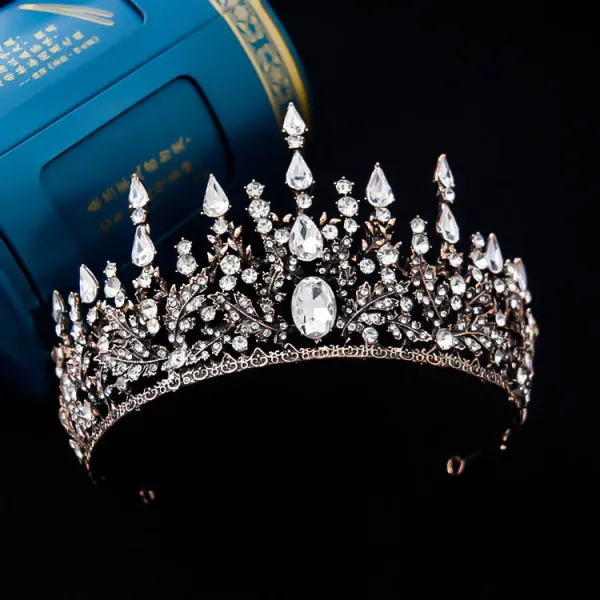 Vintage / Retro White Rhinestone Crystal Bridal Hair Accessories Wedding Tiara 2022 Alloy