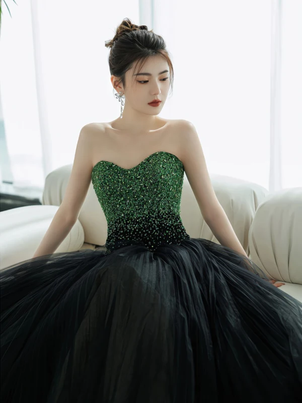 Sexy Black Beading Sequins Prom Dresses 2024 A-Line / Princess Sweetheart Sleeveless Backless Floor-Length / Long Formal Dresses