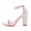 Sexy Blanche Été Perle En Dentelle Fleur Chaussure De Mariée 2022 7 cm Talons Aiguilles Peep Toes / Bout Ouvert Mariage Sandales Talons Hauts
